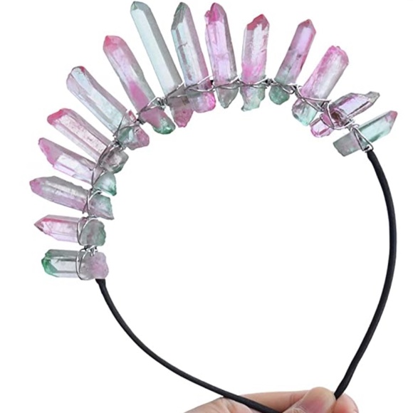 Raw Crystal Quartz Tiara Mermaid Crown Headband (Full Crown-03)
